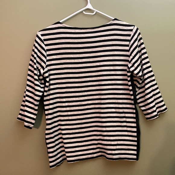 Laura Striped Top with Button Accents and 3/4 length sleeves. - Picture 5 of 5
